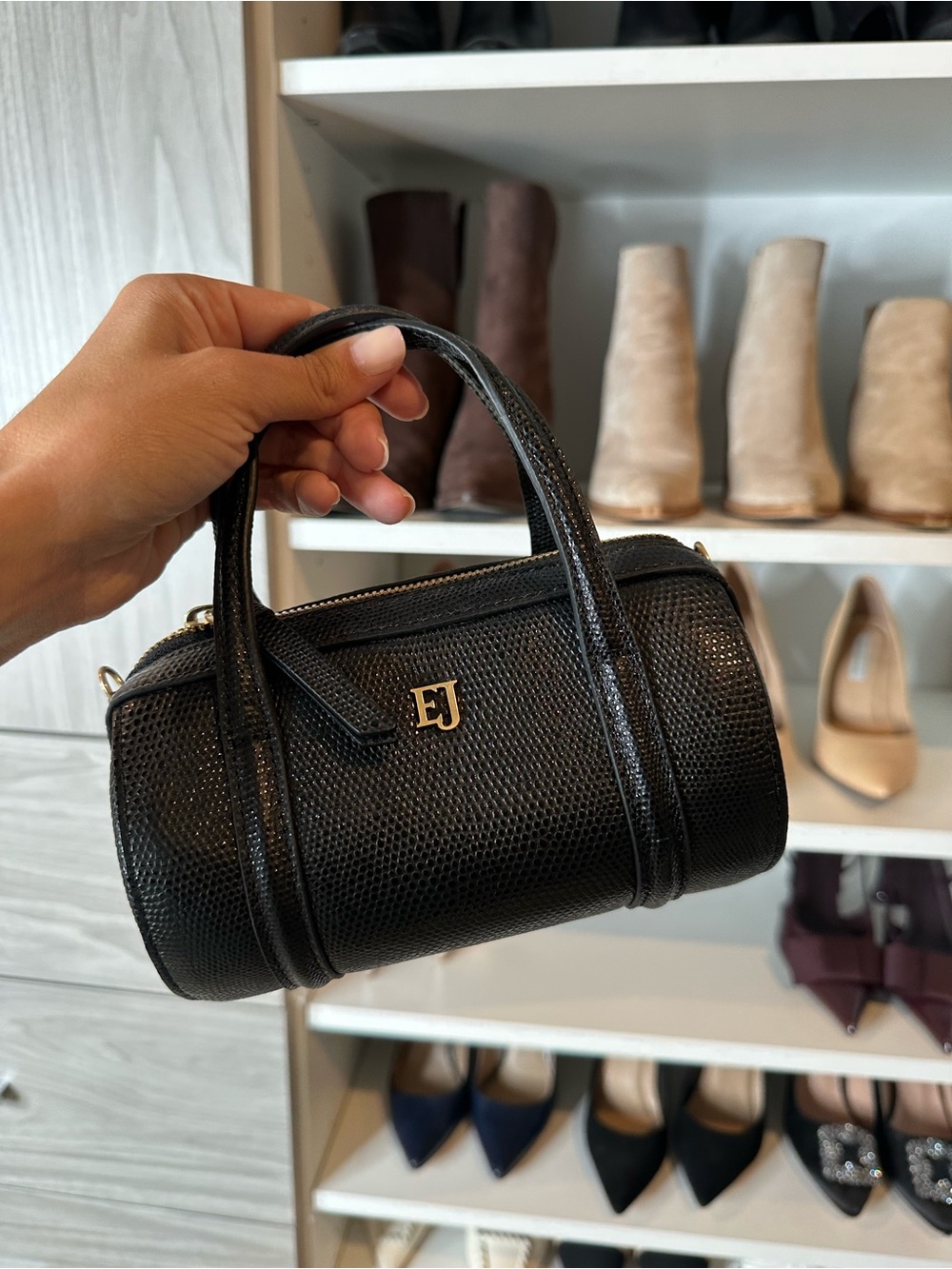 Eric Javits Black Mini Duffle Crossbody